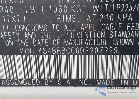 2013 Subaru Outback 2.5I Premium из США, поврежденный, VIN 4S4BRBCC6D3207329